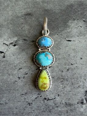 Sterling Silver Triple Stone Palomino, Blue Bird & Golden Hills Pendant